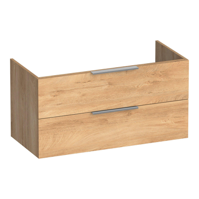 BRAUER Elevate Meuble sous-lavabo 100 sans poignées de dessus 2 tiroirs softclose et 1 découpe pour siphon - Forest Tan