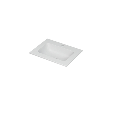INK Aspekt wastafel - 60x45x1.5cm - 1 wasbak - 1 kraangat - porselein wit mat