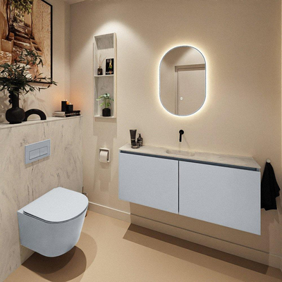 MONDIAZ TURE-DLUX Meuble de WC 120 cm Clay. Lavabo EDEN Opalo position milieu. Sans trou de robinet.