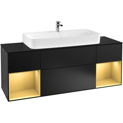 Villeroy & Boch finion wastafelonderkast - 160x60.3cm - 4 lades - mat zwart
