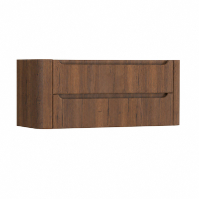 H&R Badmeubelen Juice Meuble sous vasque - 120x45x50cm - coins arrondis - 2 tiroirs - poignée intégrée - Chêne foncé