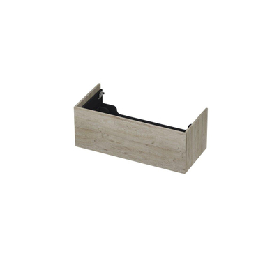 INK Wastafelonderkast - 100x45x37.6cm - 1 lade - push to open - met recht opdekfront - MFC - Greige eiken