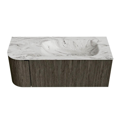 Mondiaz KURVE-DLUX Badkamermeubelset - 115x46x40cm - 1 lade - 1 deur - wastafel solid surface - rechts - 1 kraangat - Shadow