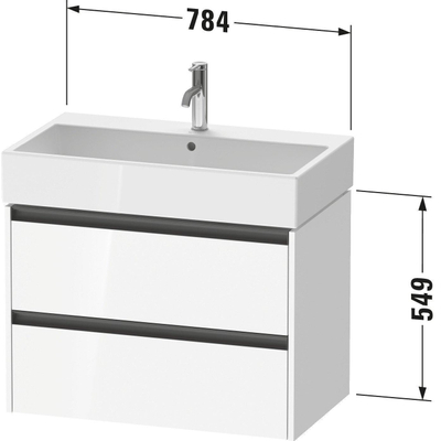 Duravit Ketho 2 meuble sous-lavabo avec 2 tiroirs 78.4x46x54.9cm avec poignées graphite anthracite super mat