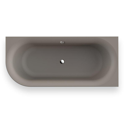 Plieger Kansas Baignoire d'angle - 180x80x60cm - angle droit - avec arrivée d'eau - avec garniture de vidage et de trop-plein - avec pieds - acrylique - gris ciment