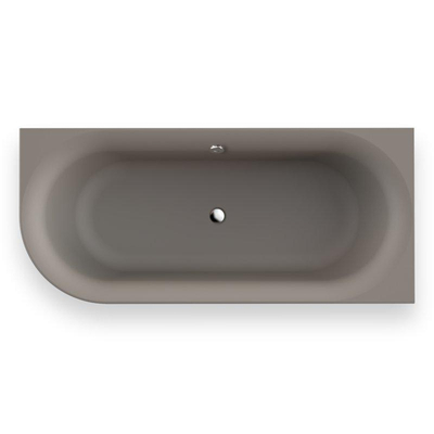 Plieger Kansas Hoekbad - 180x80x60cm - hoek rechts - met waterinlaat - met af- en overloopgarnituur - met poten - acryl - cementgrijs