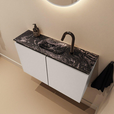 MONDIAZ TURE-DLUX Meuble de toilettes 80cm Linen. Lavabo EDEN Lava position milieu. Avec 1 trou de robinet.