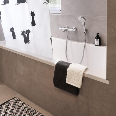 Differnz wales tapis de bain 100% coton noir blanc 50 x 80 cm