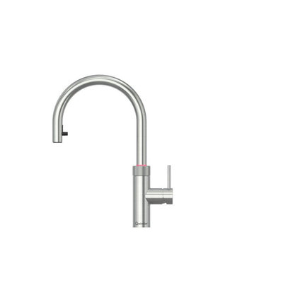 Quooker BE Flex Round Robinet d'eau bouillante - bec pivotant et extractible - Combi+ incl. réservoir Cube - Eau chaude / bouillante / pétillante / filtrée - inox