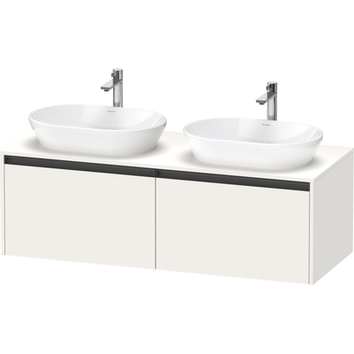 Duravit ketho meuble sous 2 lavabos avec plaque console et 2 tiroirs pour double lavabo 140x55x45.9cm avec poignées blanc anthracite super mat