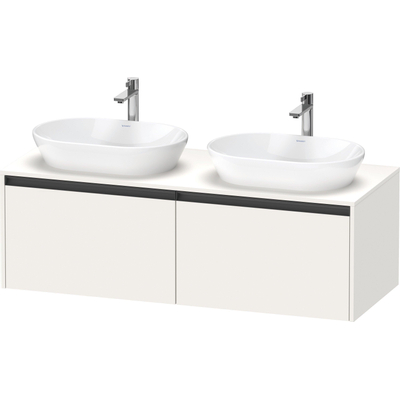 Duravit Ketho.2 Wastafelonderbouwkast - inclusief consoleplaat - met 2 laden - voor dubbele waskommen - 140x55x45.9cm - met handgrepen antraciet - wit supermat