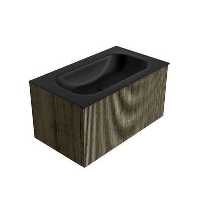 Mondiaz KURVE Ensemble meuble de salle de bains - 80x46x40cm - 1 tiroir - lavabo solid surface - central - sans trou de robinet - Shadow
