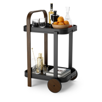 Umbra Bellwood serveertrolley 53x44x80cm Staal Zwart/walnoot