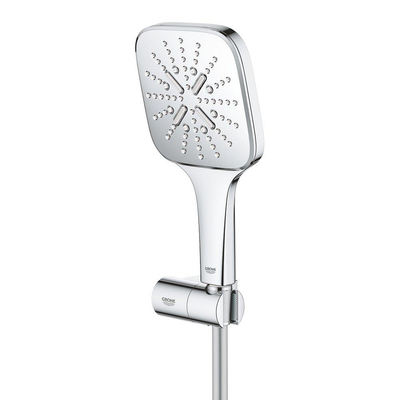 GROHE Rainshower SmartActive 130 Cube Ensemble douchette - 3 types de jets - carré - avec support - réglable - flexible lisse - 150cm - chrome