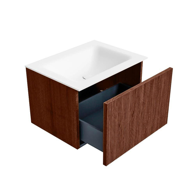 Mondiaz KURVE Badkamermeubelset - 60x46x40cm - 1 lade - wastafel solid surface - midden - 1 kraangat - Ruby