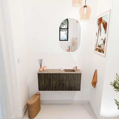 Mondiaz JOYA-DLUX 90cm meuble de toilette - couleur Shadow - Vasque FAYE position Droite 1 trou de robinet couleur Arena.