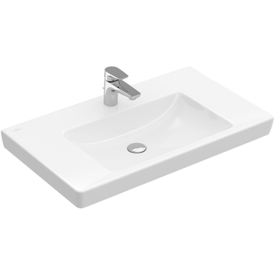 Villeroy & Boch Subway 2.0 meubelwastafel - geslepen - 80x47cm - met kraangat - met overloop CeramicPlus - White Alpine (glans wit)