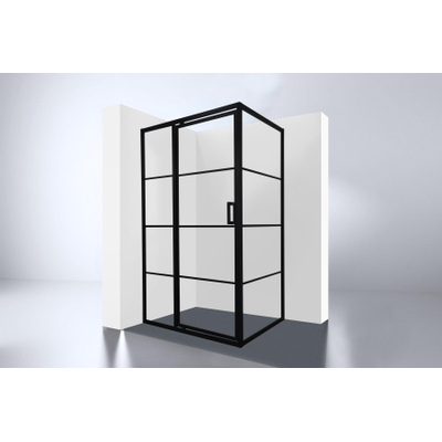 Best Design Zeplin Cabine de douche avec porte en niche 120x90x210cm verre 8mm Noir mat
