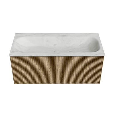 Mondiaz KURVE-DLUX Badkamermeubelset - 100x46x40cm - 1 lade - wastafel solid surface - midden - 1 kraangat - Dusk