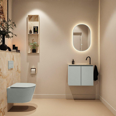 MONDIAZ TURE-DLUX meuble de toilettes 60cm Greey. EDEN lavabo Frappe position droite. Avec 1 trou de robinet.