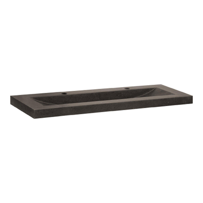 BRAUER Magma lavabo peu profond 100x40x5cm - 1 bassin - 2 trous de robinet - pierre naturelle - basalte anthracite