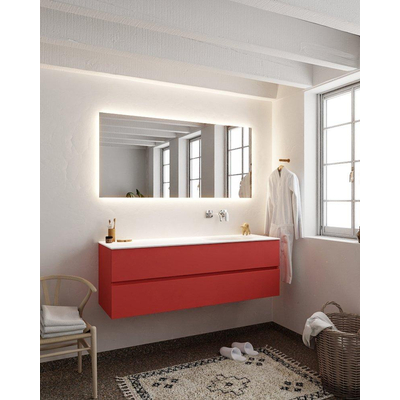MONDIAZ VICA Ensemble meuble de salle de bains - 150cm - meuble sous-vasque Fire - 2 tiroirs - lavabo Moon à droite - sans trou de robinetterie version XL 60cm de hauteur