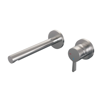 BRAUER Brushed Edition Wastafelmengkraan inbouw - rechte uitloop links - hendel middel dik - inclusief inbouwdeel - model E 1 - PVD - geborsteld RVS