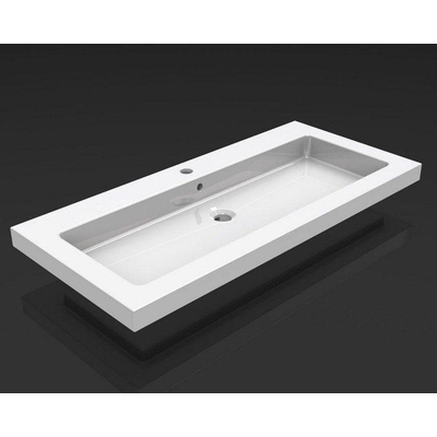 Wiesbaden Kera lavabo simple avec 1 trou de robinet 100x46x5 cm céramique brillant blanc