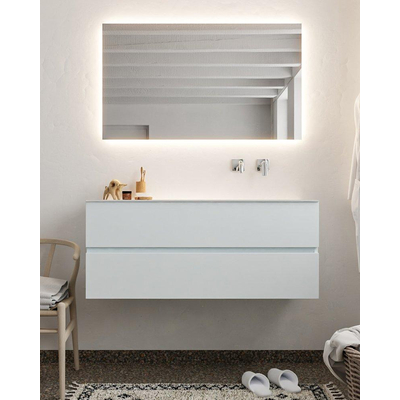 Mondiaz VICA ensemble de meuble de salle de bain - 120cm - meuble sous-vasque argile - 2 tiroirs - lavabo nuage droite - sans trou de robinet - miroir LED - version XL 60cm haut