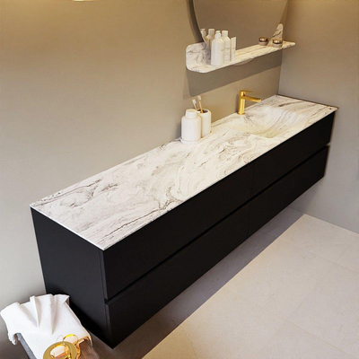 Mondiaz VICA-DLUX Ensemble de meuble de salle de bain - 200cm - meuble sous-vasque urbain - 4 tiroirs - lavabo encastré cloud droite - 1 trou de robinet - version haute de 60cm - glace