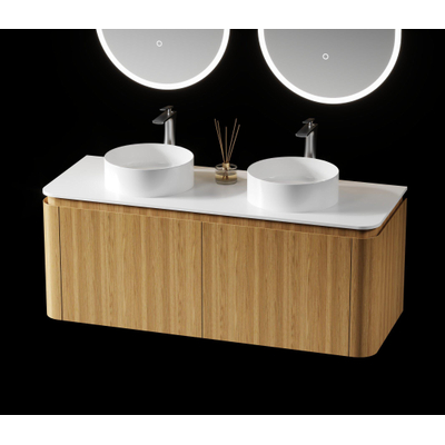 Saniclass Terra Wastafelonderkast - 120cm - 2 lades - afgeronde hoeken - sandwood