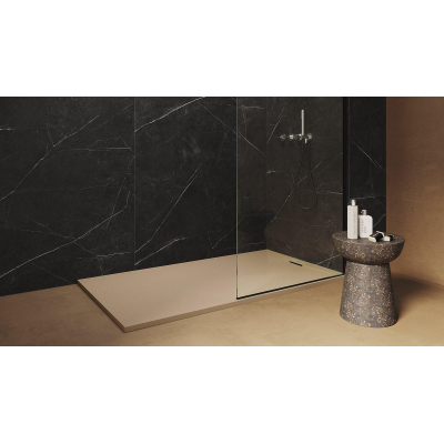 Zenon Essenza Minimal receveur de douche - 120x100cm - antidérapant - antibactérien - marbre minéral - rectangulaire - Vertigo pearl (gris)