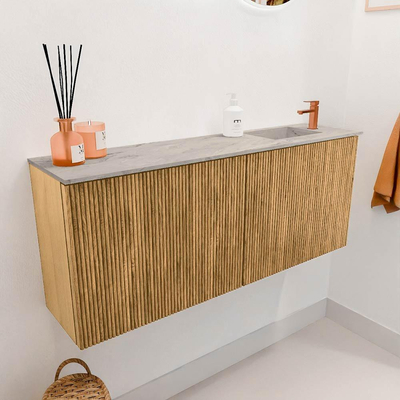 Mondiaz JOYA-DLUX Meuble de toilette 100cm - couleur Chêne - Vasque FAYE position Droite 1 trou de robinet couleur Glace