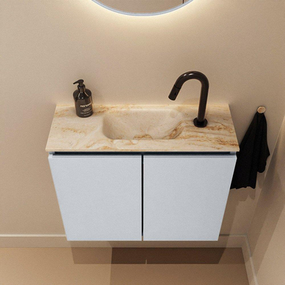 MONDIAZ TURE-DLUX Meuble WC 60 cm Clay. Lavabo EDEN Frappe position milieu. Avec 1 trou de robinet.