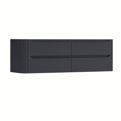 H&R Badmeubelen Juice Wastafelonderkast - 180x45x50cm - linkerhoek afgerond - 4 lades - geïntegreerde greep - Dark blue mat