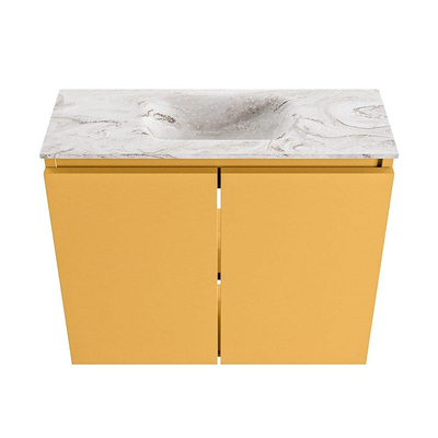 MONDIAZ TURE-DLUX 60cm toiletmeubel Ocher. EDEN wastafel Glace positie midden. Met 1 kraangat.