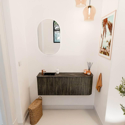Mondiaz JOYA-DLUX 111.6cm toiletmeubel - ronding rechts kleur Shadow - Wastafel FAYE positie Links 1 kraangat kleur Lava.