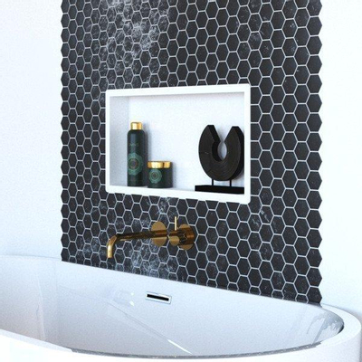 Saniclass Hide Niche de salle de bains 30x60x10cm inox avec bride d'installation Blanc