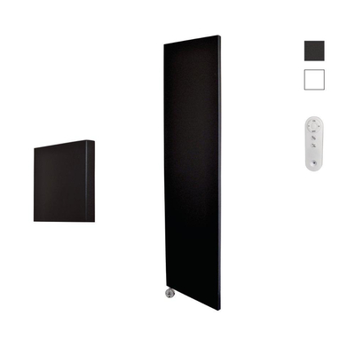 Sanicare HVS Denso Elektrische Radiator - 180x40cm - 948W - met afstandsbediening - thermostaat - chroom - linksonder - mat zwart