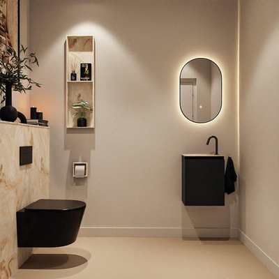 MONDIAZ TURE-DLUX 40cm toiletmeubel Urban. EDEN wastafel Frappe positie links. Met 1 kraangat.