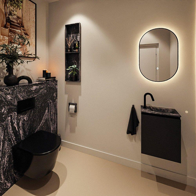 MONDIAZ TURE-DLUX 40cm toiletmeubel Urban. EDEN wastafel Lava positie rechts. Met 1 kraangat.