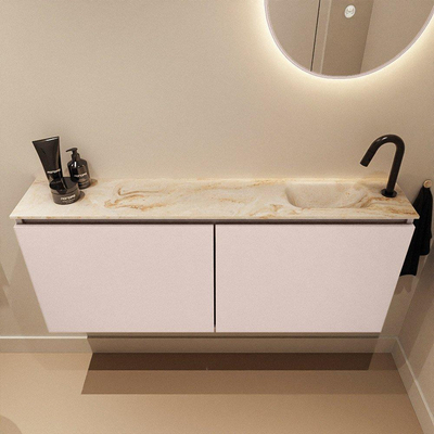 MONDIAZ TURE-DLUX 120cm toiletmeubel Rosee. EDEN wastafel Frappe positie rechts. Met 1 kraangat.