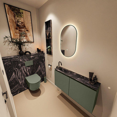 MONDIAZ TURE-DLUX 100cm toiletmeubel Army. EDEN wastafel Lava positie links. Met 1 kraangat.