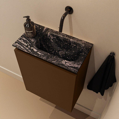 MONDIAZ TURE-DLUX Meuble de toilettes 40 cm Rust. EDEN lavabo Lava position à droite. Sans trou de robinet.