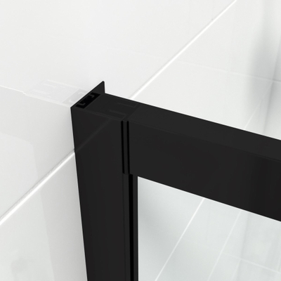 Marenza Slide Quick Fit Badwand - 2 delige schuifdeur - 170x150cm - 6mm veiligheidsglas - anti kalk - mat zwart