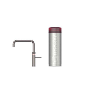 Quooker BE Fusion Square robinet d'eau bouillante - bec pivotant - PRO3 incl. réservoir Cube - Eau chaude / bouillante / gazeuse / filtrée - Gunmetal
