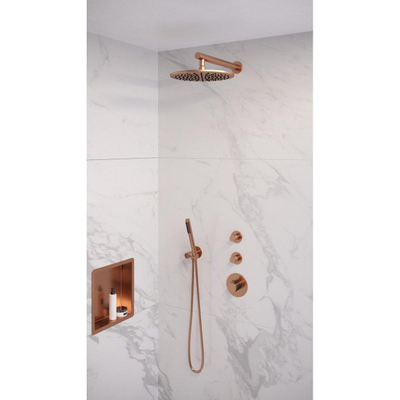 Brauer Copper Edition Set de douche à encastrer thermostatique avec partie encastrable douche de tête 30cm bras mural douchette stick Cuivre brossé PVD