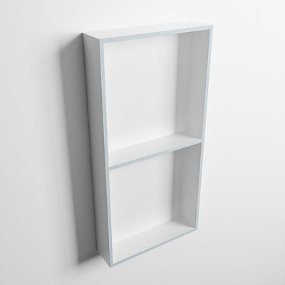 Mondiaz Easy nis 29.5x59.5x8cm voor Inbouw/opbouw 2 open vakken Solid surface Talc/Clay