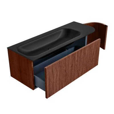 Mondiaz KURVE Badkamermeubelset - 125x46x40cm - 1 lade - 1 deur - wastafel solid surface - links - 1 kraangat - Ruby