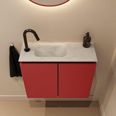 MONDIAZ TURE-DLUX Meuble de WC 60 cm Fire. EDEN lavabo Opalo position gauche. Avec 1 trou de robinet.